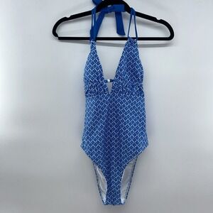 Cupshe NWT Cabana Fizz Geo One-Piece Swimsuit Blue Size Small